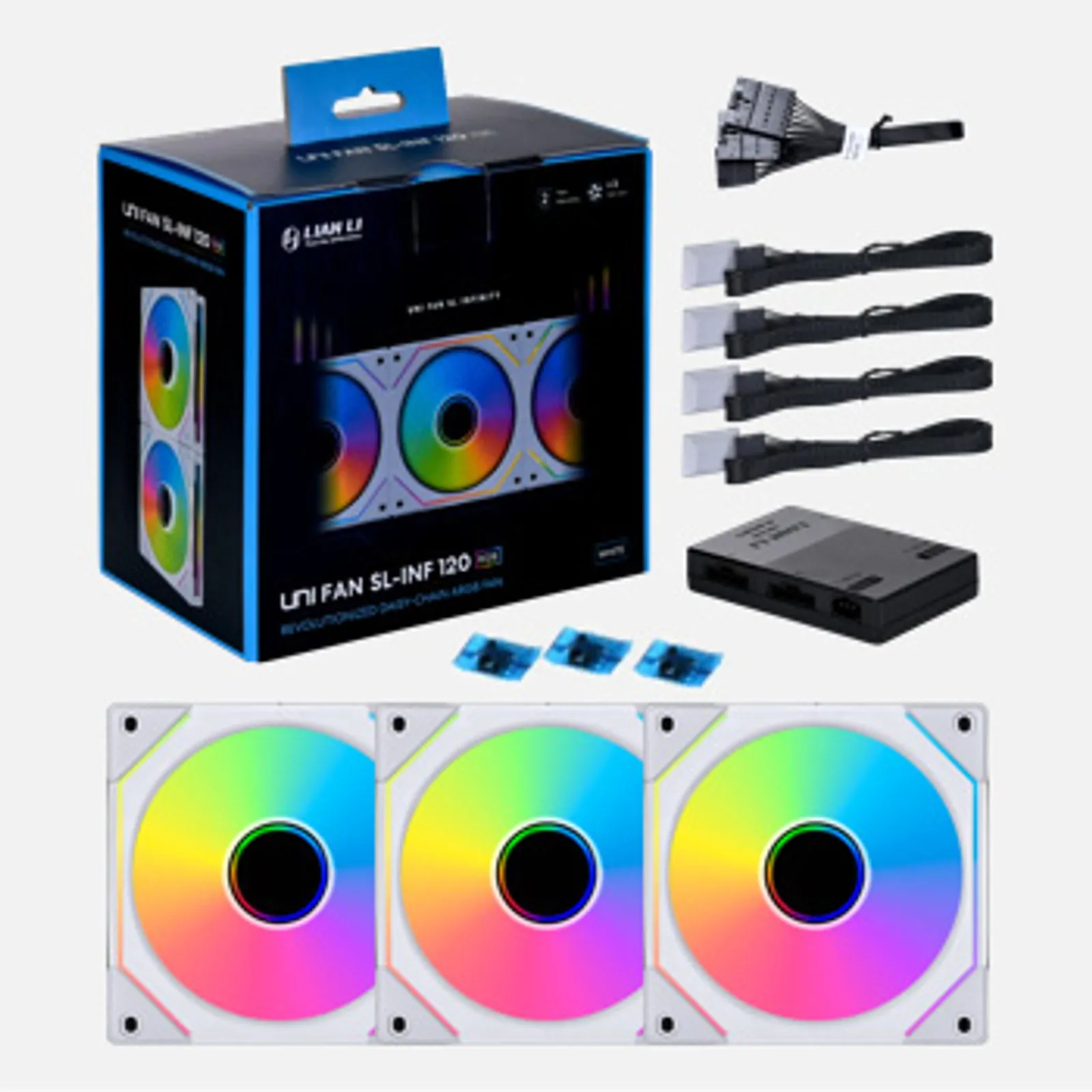 KIT GAMER UNI FAN 120MM BRANCO COM 3 FANS RGB NA FAN MODELO - 2128